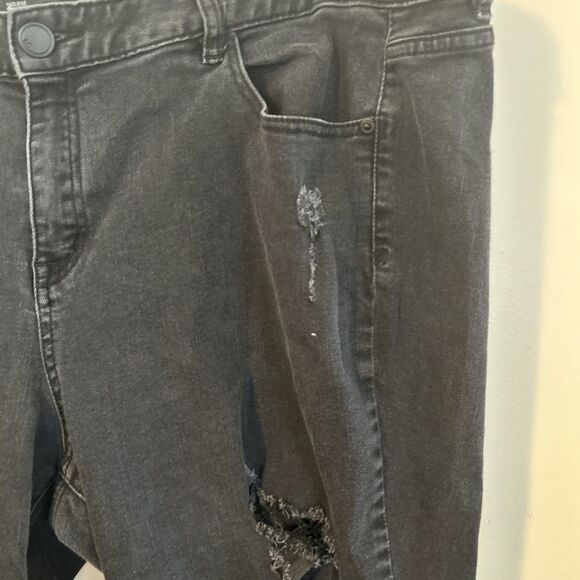 Lane Bryant Skinny Ankle Jeans Size 20 Black Mid-Rise -Stretch Distressed Y2K - Picture 3 of 12